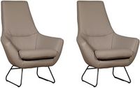 Set van 2 Taupe leren moderne fauteuils Trust - staal zwart - Toledo Leer Khaki (taupe leer) - thumbnail