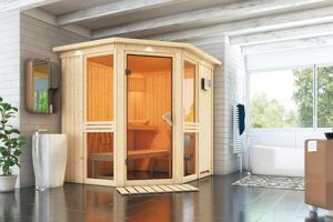 Karibu | Amelia 3 Sauna | Helderglas Deur | Kachel 9 kW Geïntegreerde Bediening