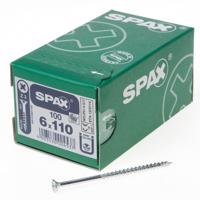 Spax Spaanplaatschroef platverzonken kop verzinkt pozidriv 6.0x110mm (per 100 stuks)