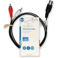 DIN-Audiokabel | DIN 5-Pins Male | 2x RCA Male | Vernikkeld | 1.00 m | Rond | PVC | Zwart | Label - thumbnail