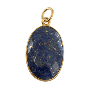 Edelsteen Hanger Ovaal Vriendschap - Lapis Lazuli - 925 Zilver & Verguld (20 mm)