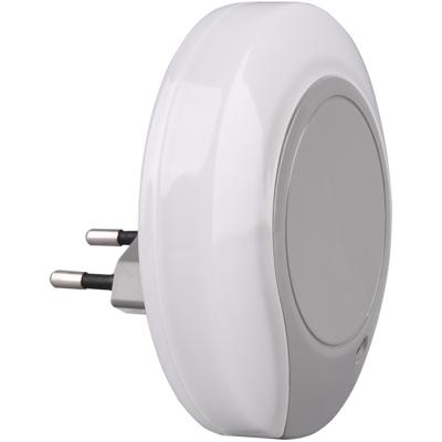 Stekkerlamp - Stekkerspot met Dag en Nacht Sensor Incl. Schakelaar - Trion Jiko - 0.4W - Warm Wit 3000K - Rond - Mat Grijs - Kunststof