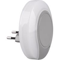 Stekkerlamp - Stekkerspot met Dag en Nacht Sensor Incl. Schakelaar - Trion Jiko - 0.4W - Warm Wit 3000K - Rond - Mat Grijs - Kunststof