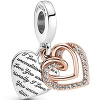 Pandora 781062C01 Bedel Entwined Hearts zilver-zirconia rosekleurig-wit