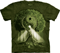 T-Shirt Mountain Artwear Yin Yang Tree Groen XL