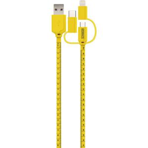 Schwaiger USB-kabel USB 2.0 USB-A stekker, USB-C stekker, Apple Lightning stekker, USB-micro-B stekker 1.20 m Zwart, Geel Met metermarkering WKU310 511