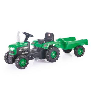 Dolu Traptractor met Aanhanger & Claxon Groen/Zwart