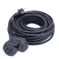 as - Schwabe Rubberen verlengkabel, 10 m H05RR-F 3G1,5 kabel met geaarde stekker en 2-voudige geaarde koppeling incl. beschermkap, verlengkabel 230 V, 16 A, IP44, zwart, 60661
