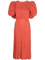 ROTATE BIRGER CHRISTENSEN robe mi-longue à fleurs en jacquard - Rouge - thumbnail