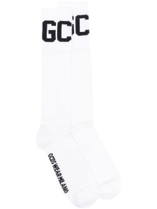 GCDS chaussettes nervurées à logo en jacquard - Blanc