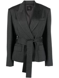 PINKO blazer à taille nouée en laine mélangée - Gris