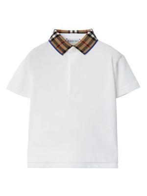 Burberry Kids EKD poloshirt met geruite kraag - Wit