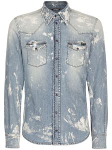 Dolce & Gabbana chemise en jean à effet délavé - Bleu