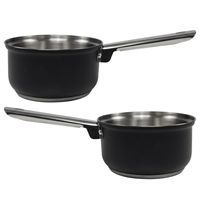 Steelpan/sauspan - 2x - zwart - RVS - D16 cm - 1L - Alle warmtebronnen