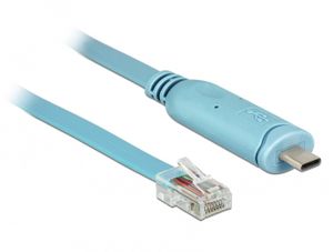 Delock 63914 Adapter USB 2.0 Type-C male > 1 x Serieel RS-232 RJ45 male 3,0 m blauw