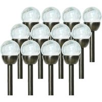 12x Buiten LED RVS bollen stekers Navi solar verlichting 24 cm colour changing