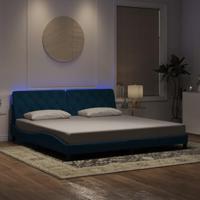 vidaXL Bedframe met LED zonder matras fluweel blauw 200x200 cm, bed, bed ombouw, tweepersoonsbed, bedbodem, slaapkamermeubel, 2 persoonsbed, logeerbed