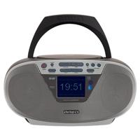 Aiwa BBTU-500DAB/SL draagbare cd-radio Dab+ met 2,4 inch kleurendisplay, Bluetooth 5.0, USB, CD/CDR/RW/MP3, Dab+, kleur: zilver