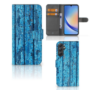 Samsung Galaxy A24 4G Book Style Case Wood Blue