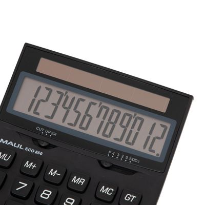 Maul ECO 850 Zakrekenmachine Zwart Aantal displayposities: 12 werkt op zonne-energie (b x h x d) 126 x 174 x 35 mm