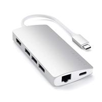 SATECHI USB-C Hub Multipoort Adapter V2-4K HDMI (60Hz), 60W USB-C Opladen, GbE, SD/Micro Kaartlezers, USB 3.0 - Voor M2/ M1 Macbook Pro/Air, M2/ M1 iPad Pro/Air, M2 Mac Mini, iMac M1 (Zilver)