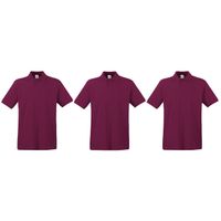 3-Pack maat 2XL bordeaux rode poloshirt premium van katoen voor heren