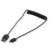 ROLINE USB 2.0 Spiraalkabel, A male - Micro B male 1,0 m