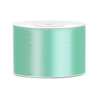 1x Mintgroene satijnlint rollen 5 cm x 25 meter cadeaulint verpakkingsmateriaal   -