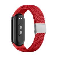 By Qubix - Braided nylon bandje - Rood - Compatible met Xiaomi Smart Band 8 & 9 - Compatible Xiaomi bandje