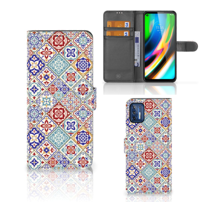 Motorola Moto G9 Plus Bookcase Tiles Color Motorola Moto G9 Plus Bookcase Tiles Color