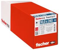 fischer 566346 WTP 10,0 x 240, krachtige bordenkop, binnensteropname en gedeeltelijke schroefdraad, voor constructieve houtbouw, 50 stuks PowerFast II houtschroef, zilver