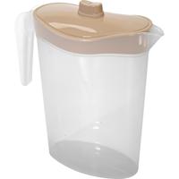 Waterkan/sapkan met beige deksel - 1.5 liter - kunststof - 9 x 23 cm