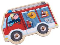 Haba vormenpuzzel Brandweerauto junior hout 6 stukjes