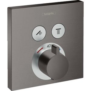 Hansgrohe ShowerSelect afbouwdeel v. inbouwkraan thermostatisch v. 2 douchefuncties m. start/stop-kraan brushed black chroom 15763340