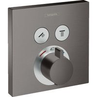 Hansgrohe ShowerSelect afbouwdeel v. inbouwkraan thermostatisch v. 2 douchefuncties m. start/stop-kraan brushed black chroom 15763340 - thumbnail