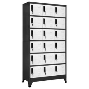 Lockerkast 90x40x180 cm staal antracietkleurig en wit SKU: V339832