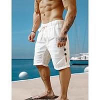 Voor heren Korte broek Linnen korte broek Zomer korte broeken Strandshorts Trekkoord Elastische taille Effen Ademend Knielengte Yoga Strand Hawaii Casual Zwart Wit Lightinthebox