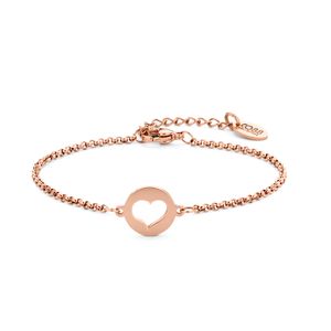 CO88 Collection Inspirational 8CB 90403 Stalen Armband met Hanger - Hart 10 mm - Lengte 16,5 + 3 cm - Rosékleurig