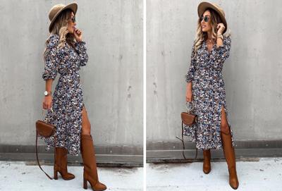 Midi jurk met split - Nu in de aanbieding! Midi jurk met split - Nu in de aanbieding!