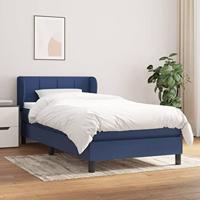 vidaXL Boxspring met matras stof blauw 90x190 cm, bed, boxspringbed, tweepersoonsbed, slaapmeubel, boxspring bed, bed met matras, bedframe, ledikant