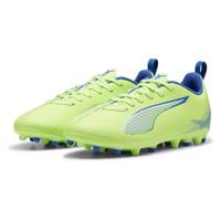 PUMA Ultra 5 Play Mg Jr voetbalschoen voor kinderen, uniseks, Fizzy Apple PUMA Wit Bluemazing, 4 UK