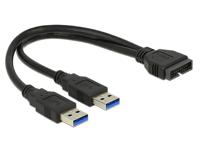 DeLOCK 0.25m USB3.0/2xUSB3.0 USB-kabel 0,25 m USB 3.2 Gen 1 (3.1 Gen 1) 2 x USB A Zwart - thumbnail