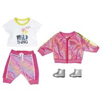 Zapf Creation BABY Born Poppenkleding - Designerkleding met Modeaccessoires - Luxe Trendy Roze Set