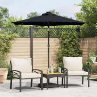 Parasol met LED's en stalen paal 225x225x212 cm zwart