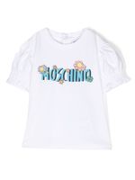 Moschino Kids t-shirt fleuri à manches bouffantes - Blanc