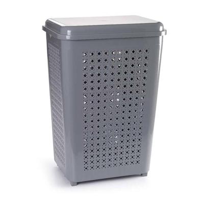 Grote wasmand/opberg mand met deksel 50 liter in het grijs - Wasmanden Grote wasmand/opberg mand met deksel 50 liter in het grijs - Wasmanden