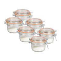 Weckpot/inmaakpot - 6x - 140 ml - glas - met beugelsluiting - D9 x H7 cm