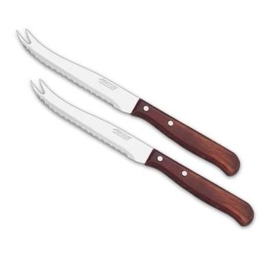 Kaasmes - 2x - 20 cm - RVS - houten handvat - mes om kaas mee te snijden Kaasmes - 2x - 20 cm - RVS - houten handvat - mes om kaas mee te snijden