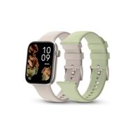 SPC Smartee Duo 2 Smartwatch met verwisselbare armband, 1,78 inch AMOLED-display, grote batterij 7 dagen, + 100 sportmodi, IP68, bluetooth-oproepen, Android en iOS, kleur beige/groen