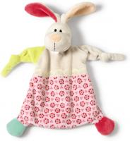 Nici knuffeldoekje Rabbit 25 x 25 cm pluche wit/roze